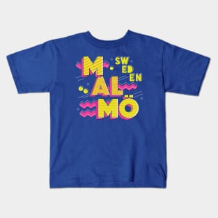 Retro 90s Malmö, Sweden Kids T-Shirt